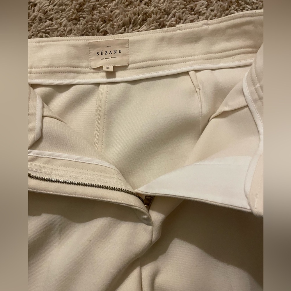 Sezane Soft Cream High-Waist Wide-Leg Trousers - Picture 8 of 14